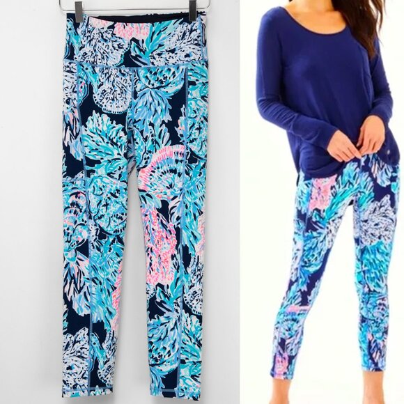 Lilly Pulitzer Luxletic 24" High Rise Weekender Midi Leggings High Tide Floral S - Picture 1 of 7